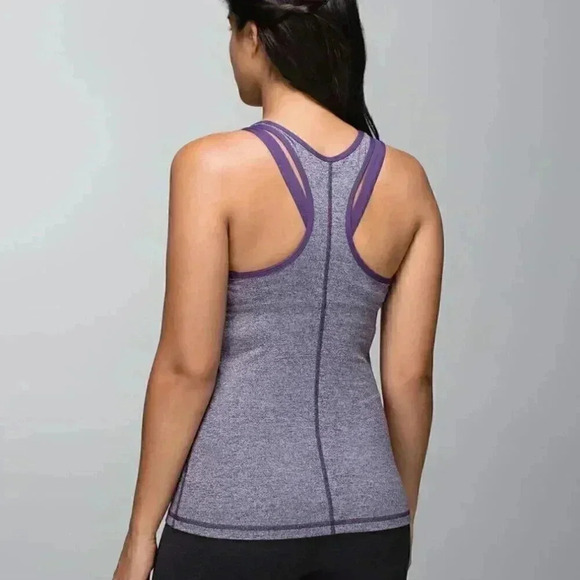 Lululemon Inspiration yoga athletic Heathered Black Grape Going Grape tank top 4 - Picture 1 of 4